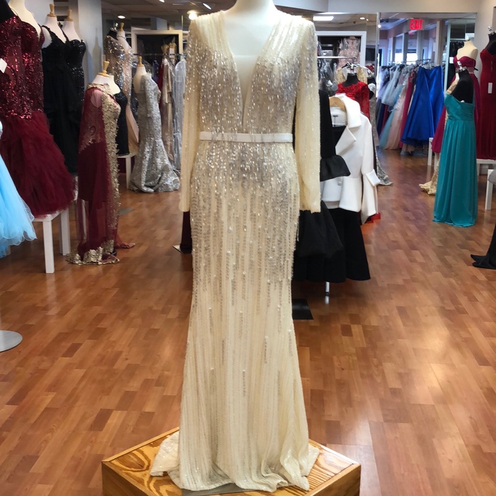 Ivory special occasion gown with beads